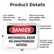 Signmission Mechanical Room No Unauthorized Access Danger Sign, Plastic, 10in W x 7in L, 2PK OS-2PACK-DS-P-710-L-1675 - alternate 2